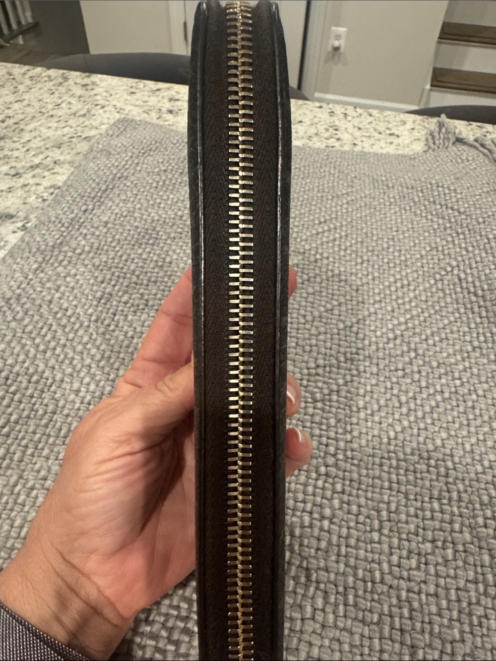 Saint Laurent Brown Wallet with Gold Monogram Zip - Picture 9 of 13
